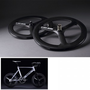 ターンミニベロ/折り畳み自転車用ホイールKitt design CarbonTri-spoke F-Wheel(カーボンバトンホイール フロント用)の1枚目の商品画像