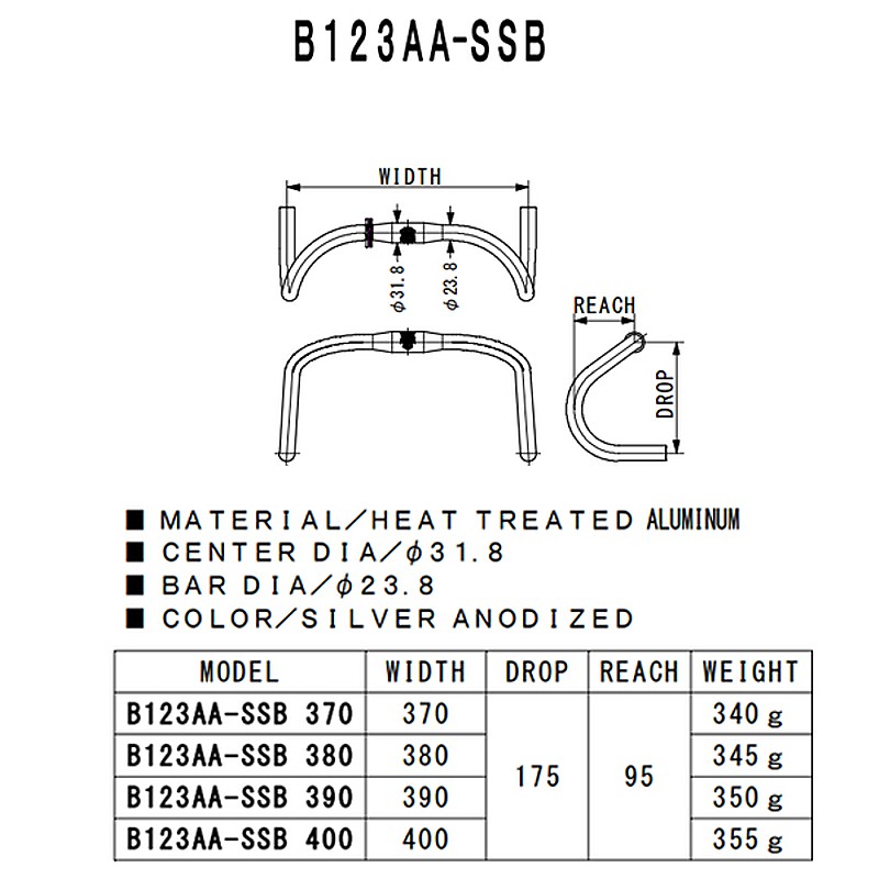 NITTO（ニットー）B123 AA SSB ハンドルバー クランプ径：31.8mm 送料無料